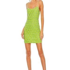 Mac Duggal Lime Green Geometric Dress Size 10